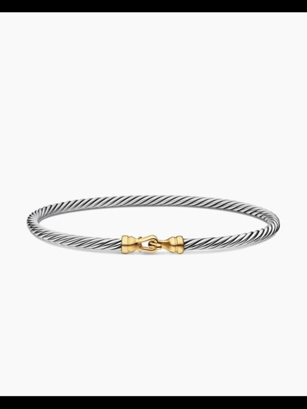 Two-Tone Twisted Cable Bangle Bracelet - Silver and Gold